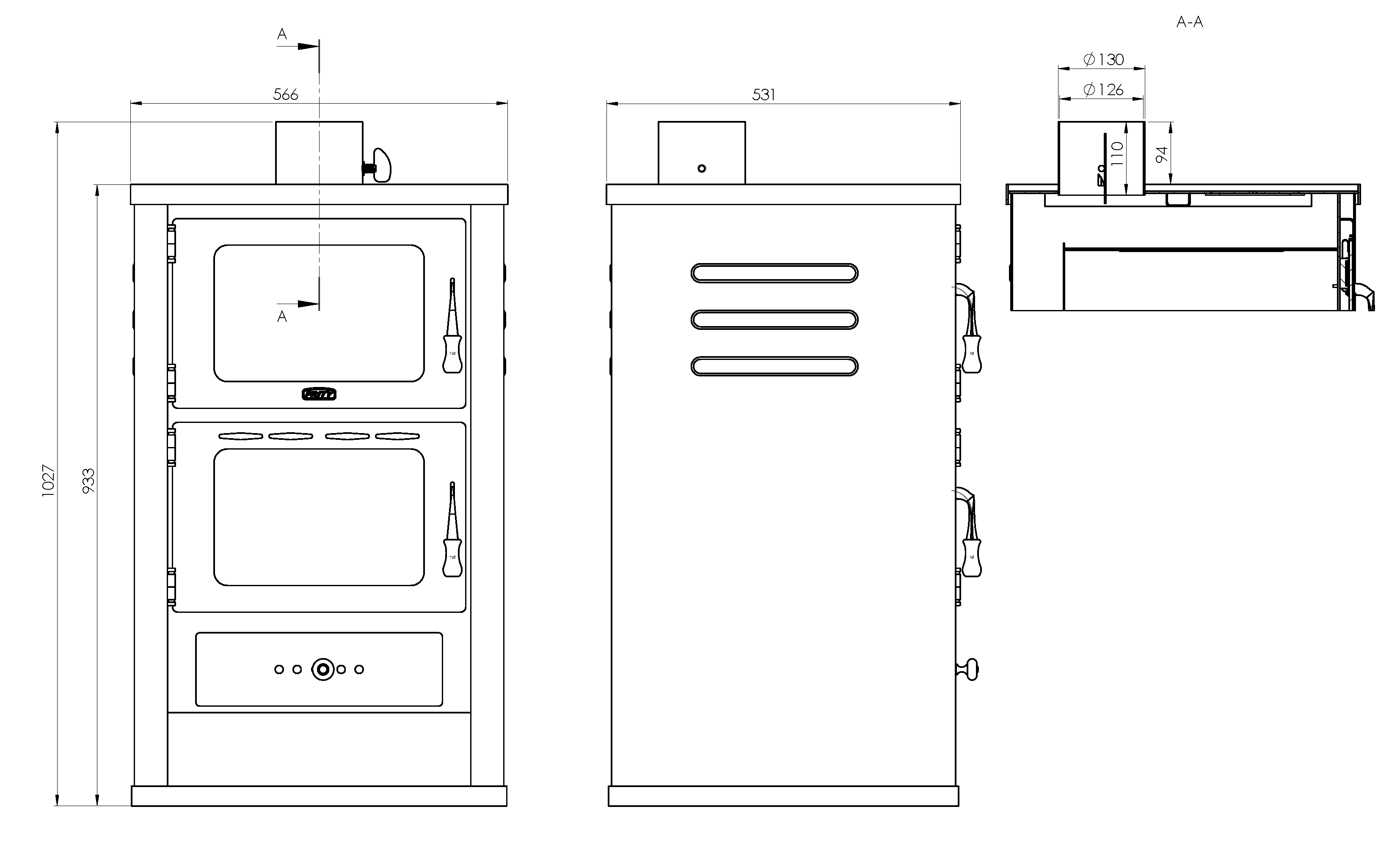 Poêle à bois avec four Prity FG, 14 kW