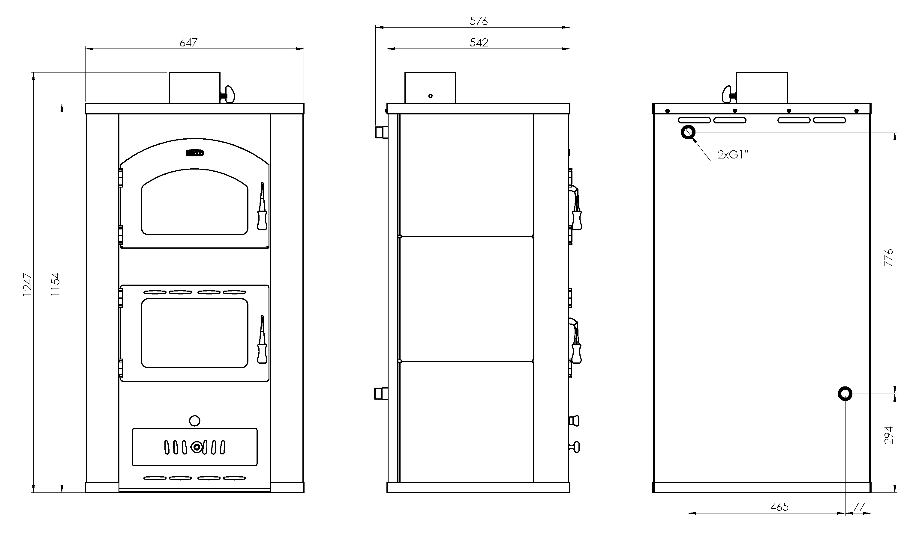 Poêle à bois bouilleur avec four Prity FG W20, 6 kW + 17 kW