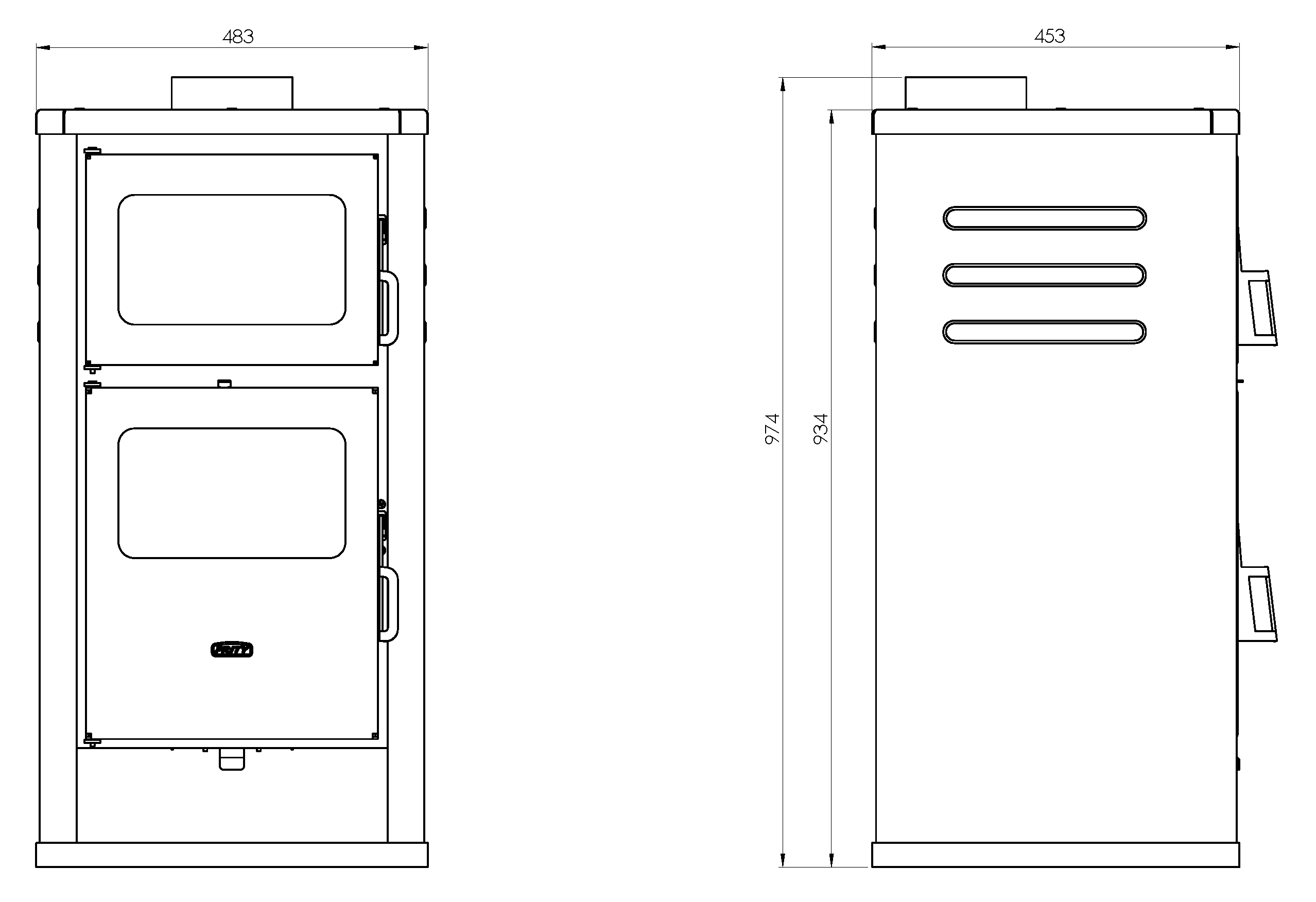 Poêle à bois avec four Prity FM D, 12 kW