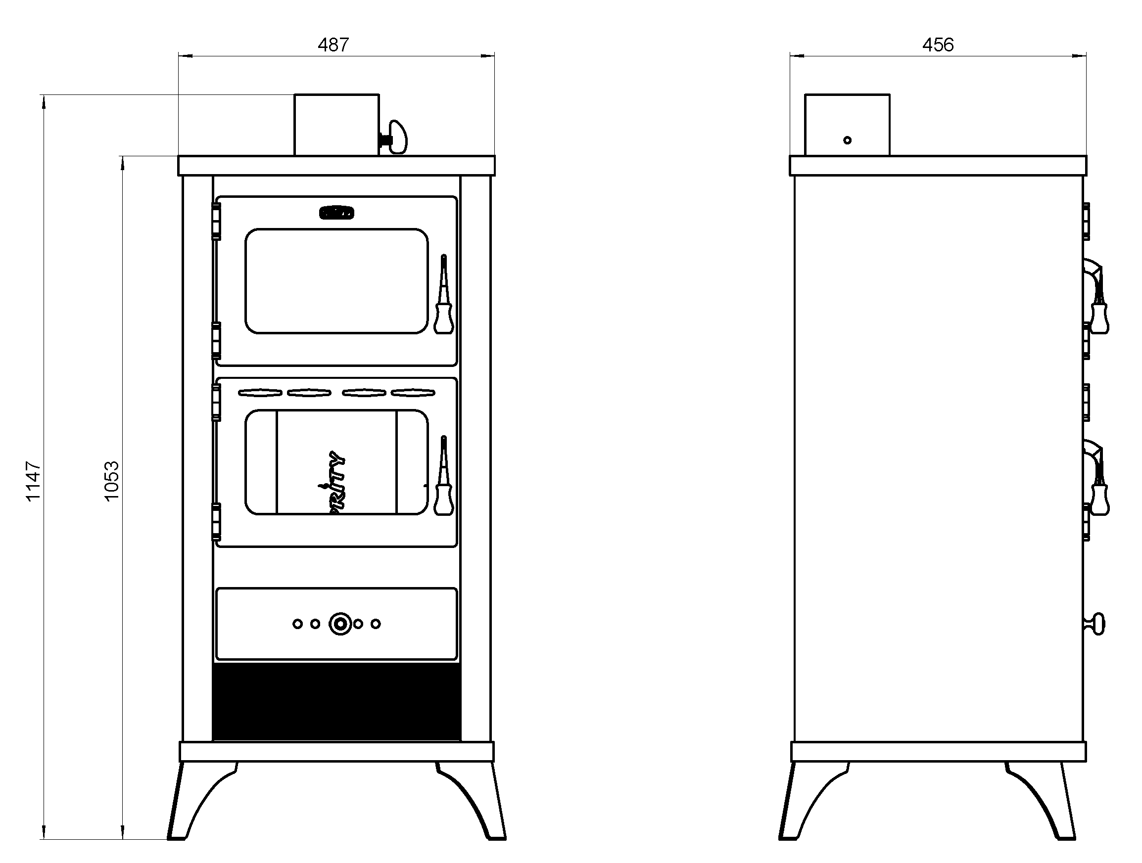 Poêle à bois avec four Prity FM E, 12 kW