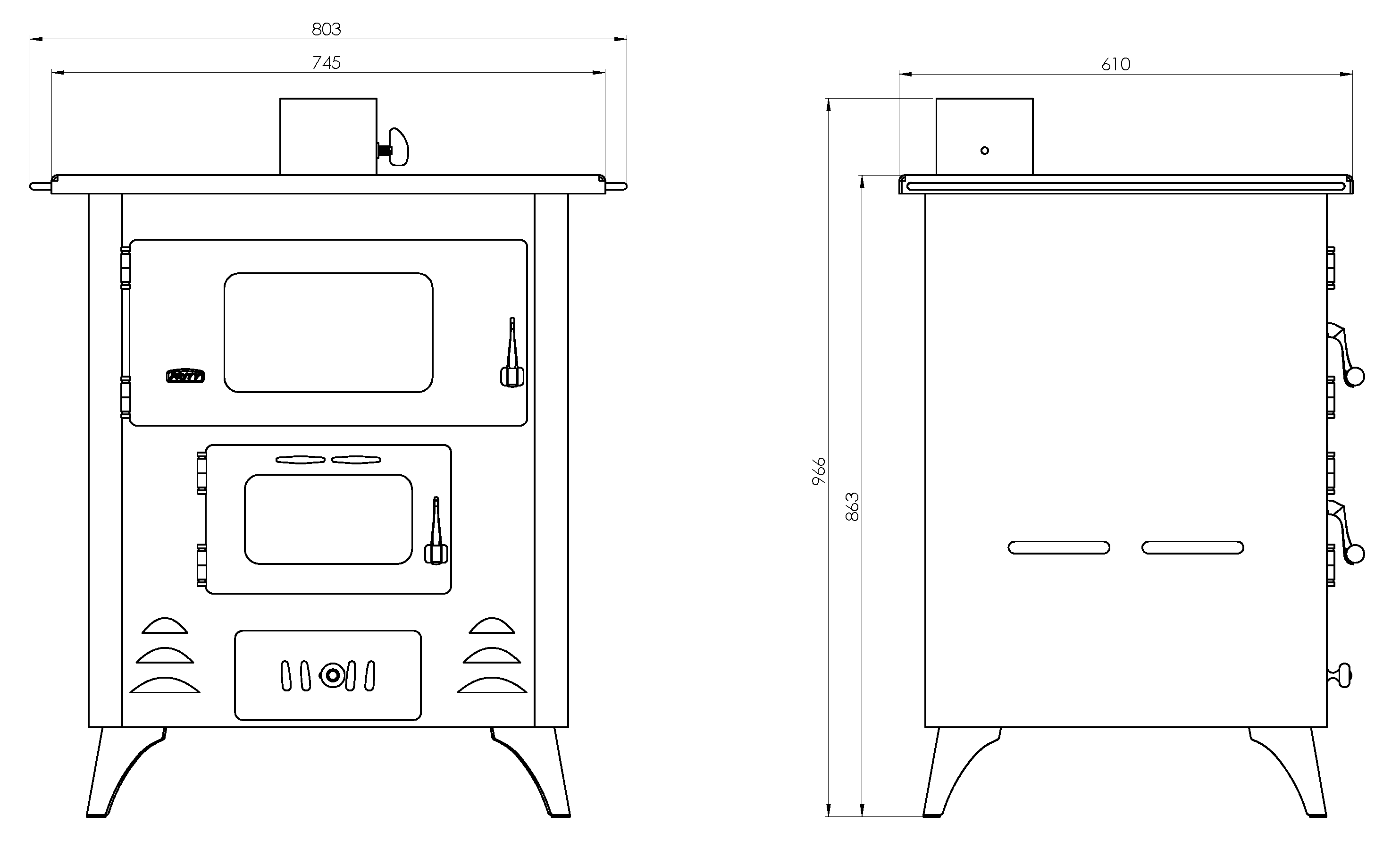 Cuisinière à bois Prity FR, 14 kW