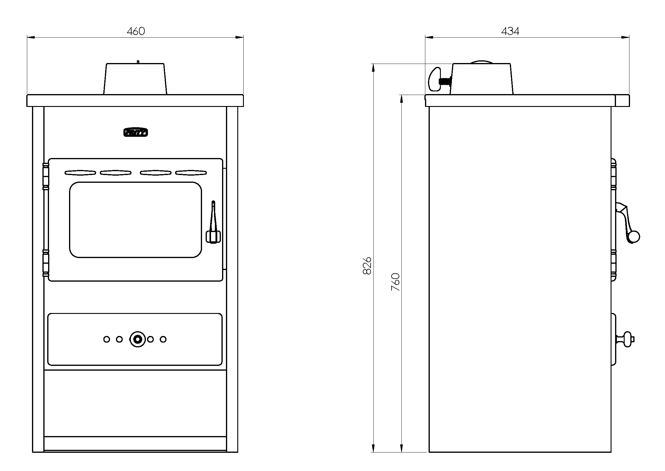 Poêle à bois avec plaque de cuisson en fonte Prity K1 CP, 9 kW