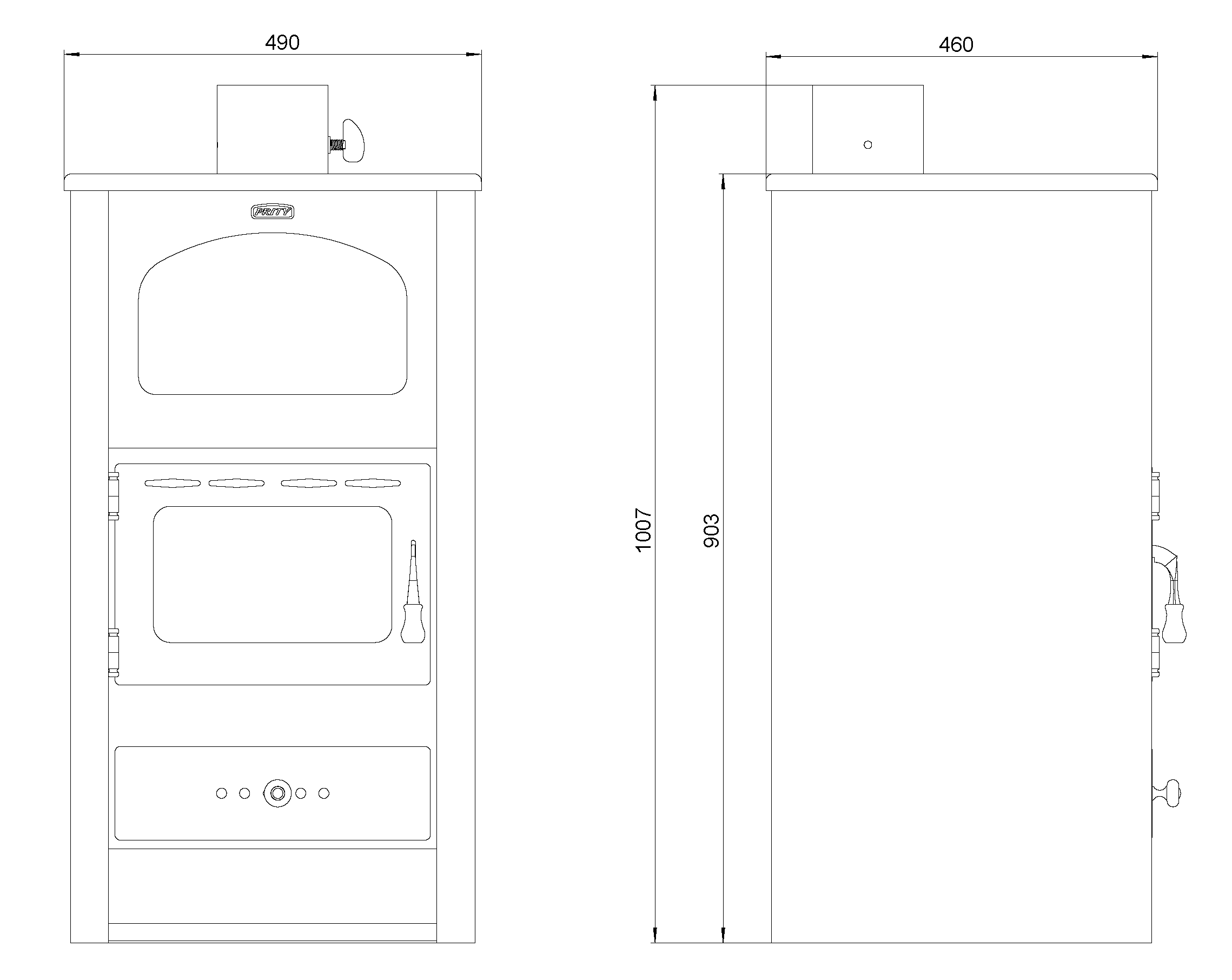 Poêle à bois Prity K2 avec niche, 10 kW