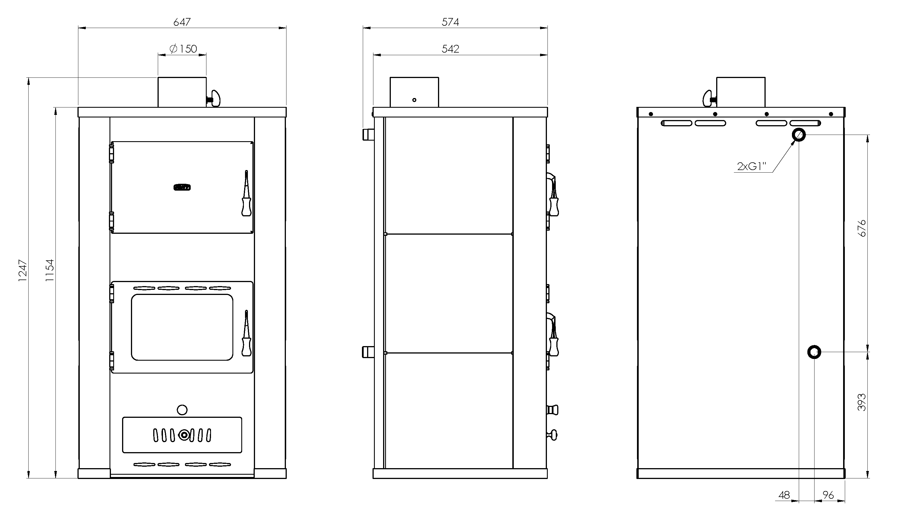 Poêle à bois bouilleur Prity WD W29, 9,40 kW + 22,10 kW